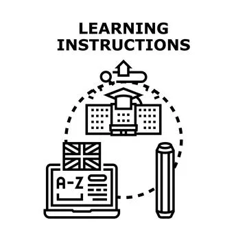 Online language learning instructions studying education concept Stock Illustration