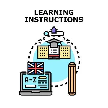 Online language learning instructions studying education concept Stock Illustration
