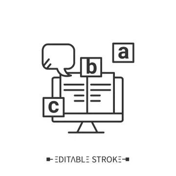 Online language learning line icon. Editable Stock Illustration