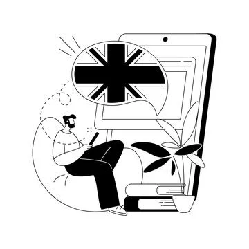 Online language school abstract concept vector illustration. Stock Illustration