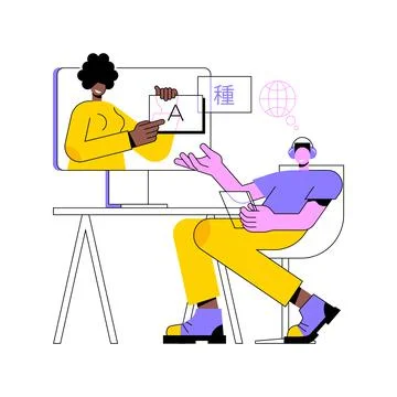 Online language school abstract concept vector illustration. Stock Illustration