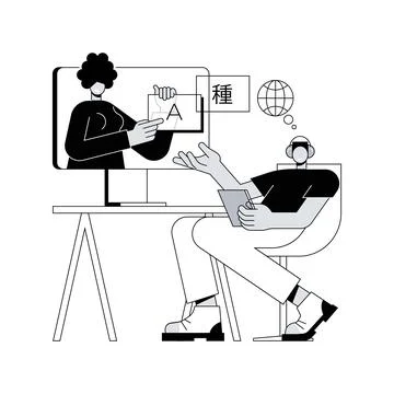 Online language school abstract concept vector illustration. Stock Illustration