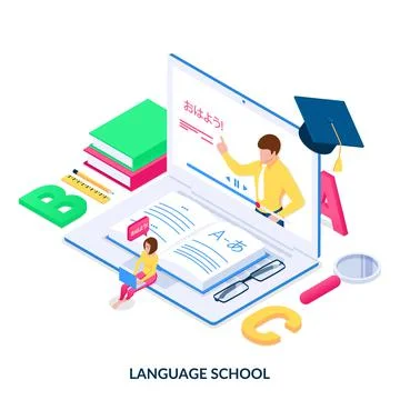 Online language school.  Stock Illustration