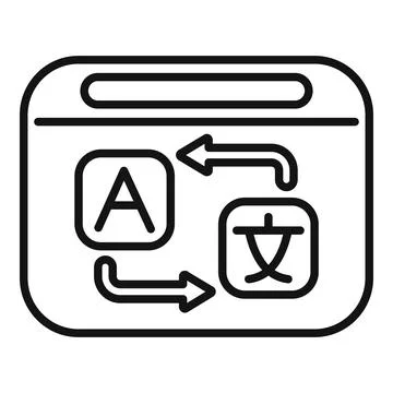 Online language translator app icon showing different alphabets translating 스톡 일러스트