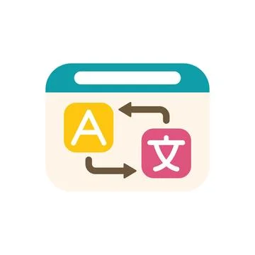 Online language translator app or website interface translating from englis.. Stock Illustration