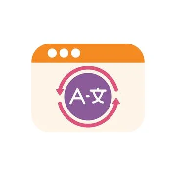 Online language translator, website translating with different letters in spe Stock Illustration