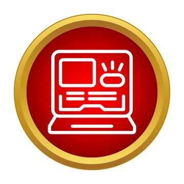 Online laptop computer screen showing content notification Illustrazione stock