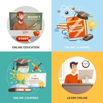 Online Learning 2x2 Design Concept 库存插图