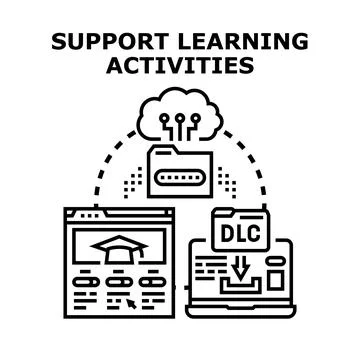 Online learning activities support with cloud computing Stock Illustration