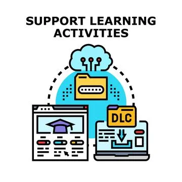 Online learning activities support with cloud computing Stockillustratie