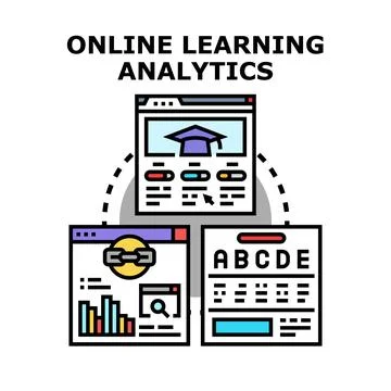 Online learning analytics platform analyzing education data Stock Illustration