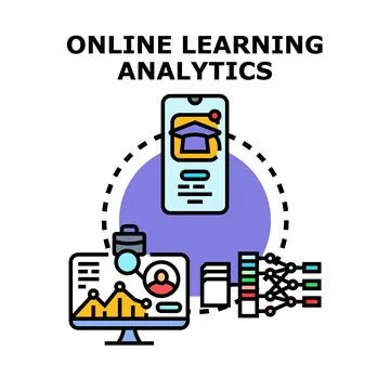 Online learning analytics processing educational data Stock Illustration
