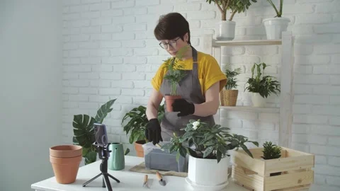 Online learning and blogging concept. Middle aged woman teaches an online lesson Stock Footage 153994326