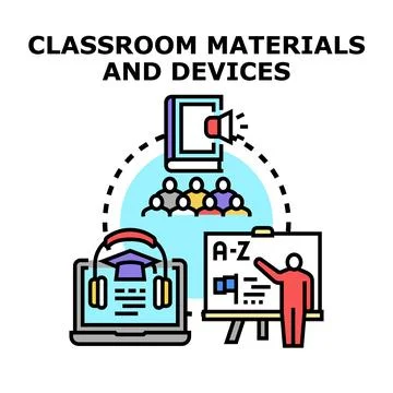 Online learning and classroom education concept Stock Illustration
