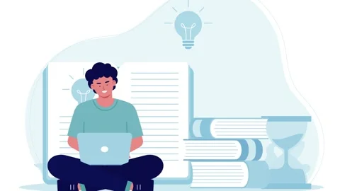 Online Learning and Creative Productivity Illustration Stockbeeldmateriaal 333692965