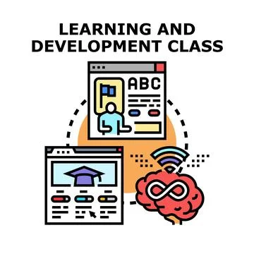 Online learning and development class concept illustrating knowledge acquis.. Illustrazione stock
