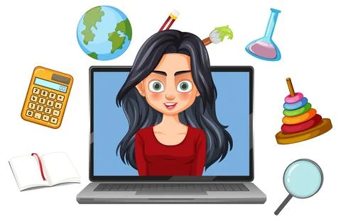 Online Learning and Education Tools Stock Illustration