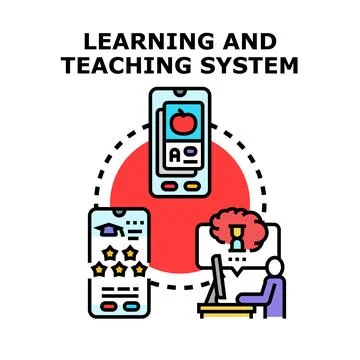 Online learning and teaching system concept illustration Stock Illustration