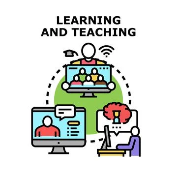 Online learning and teaching video conferencing concept Stock Illustration