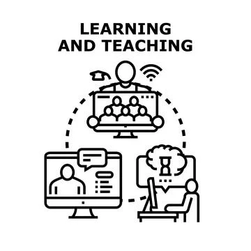 Online learning and teaching video conferencing concept Stock Illustration