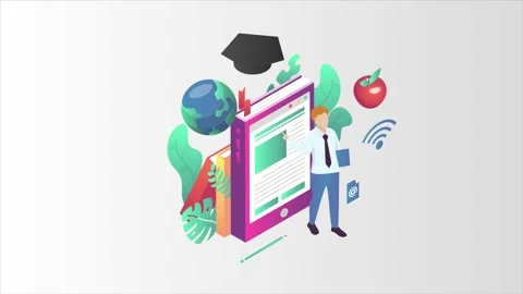 Online Learning animated isometric concept. Stock Footage 231271866