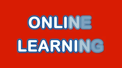 ONLINE LEARNING animated text on the red background Stock Footage 144442439
