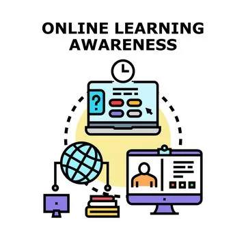 Online learning awareness for distance education development Stock Illustration