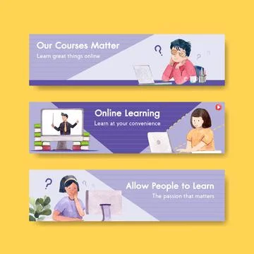 Online learning banner template design for website,brochure,leaflet and   adv Stock Illustration