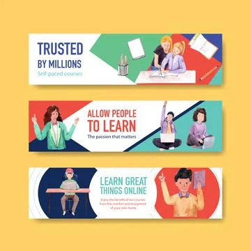 Online learning banner template design for website,brochure,leaflet and   adv Stock Illustration