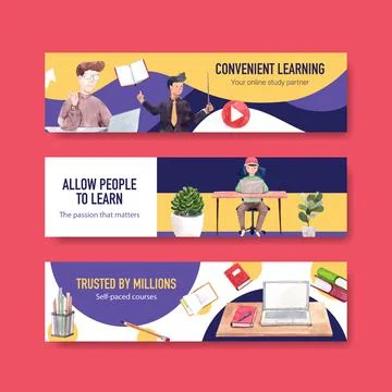 Online learning banner template design for website,brochure,leaflet and   adv Stock Illustration