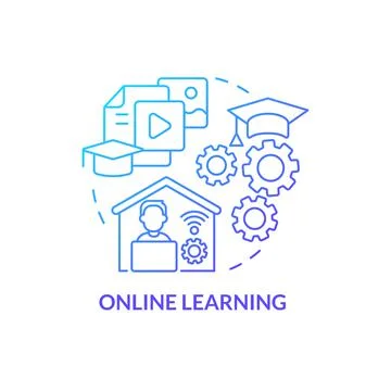Online learning blue gradient concept icon Stock Illustration