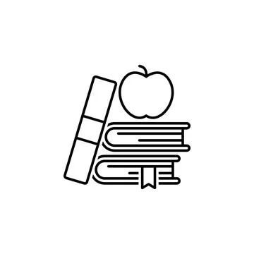 Online learning books apple simple line icon Stock Illustration