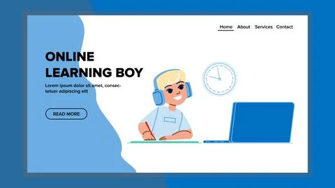Online learning boy vector Stock Illustration