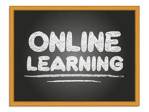 Online learning chalk lettering on chalkboard Stock Illustration
