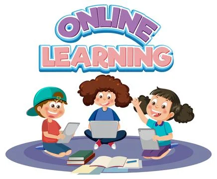 Online learning with children using tablet Stock Illustration