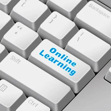 Online learning concept with 3d computer keyboard Stock Illustration