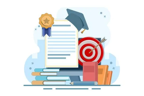 Online learning concept achieve educational goals Stock Illustration