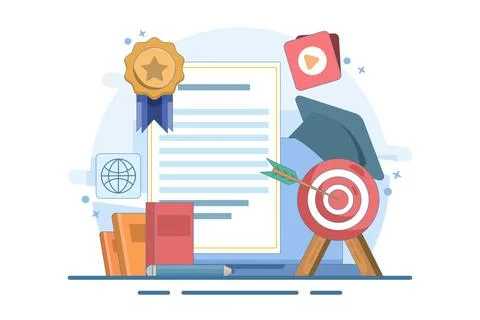 Online learning concept achieve educational goals Stock Illustration