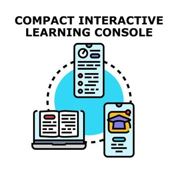 Online learning concept with connected digital devices Illustrazione stock