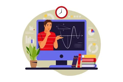 Online learning concept. Distance study. Vector illustration. Flat style. Stock Illustration