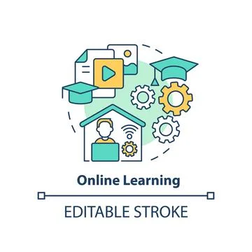 Online learning concept icon Stock Illustration
