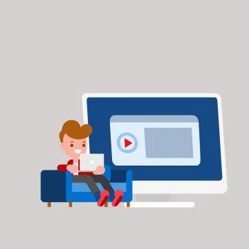 Online learning concept. Science, education, quarantine. Vector illustration. Stock Illustration