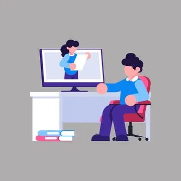 Online learning concept. Science, education, quarantine. Vector illustration. Stock Illustration