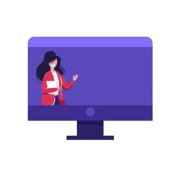 Online learning concept. Science, education, quarantine. Vector illustration. Stock Illustration