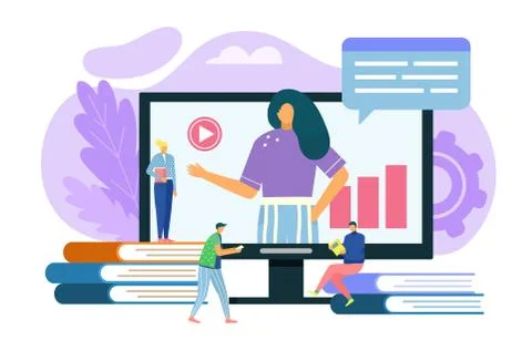 Online learning concept vector illustration distance education, students learn イラスト素材