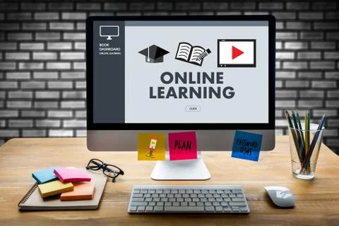 ONLINE LEARNING Connectivity Technology Coaching Skills Teach Digital Online Stock Photos
