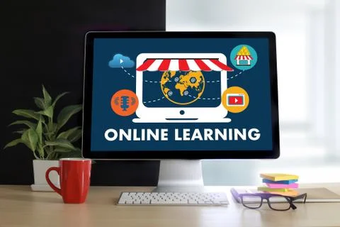 ONLINE LEARNING Connectivity Technology Coaching online Skills Teach Digital Stock Photos