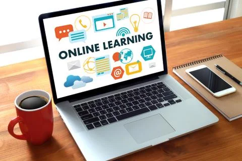 ONLINE LEARNING Connectivity Technology Coaching online Skills Teach Digital Stock Photos