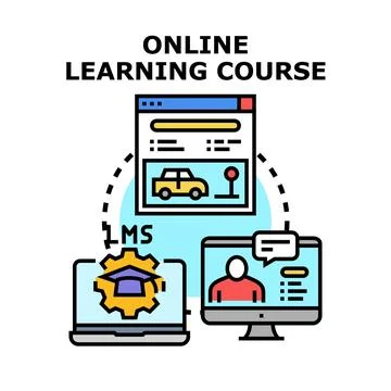Online learning course for distance education and skill development Ilustração Stock