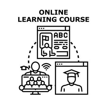 Online learning course education studying remotely concept Stock Illustration